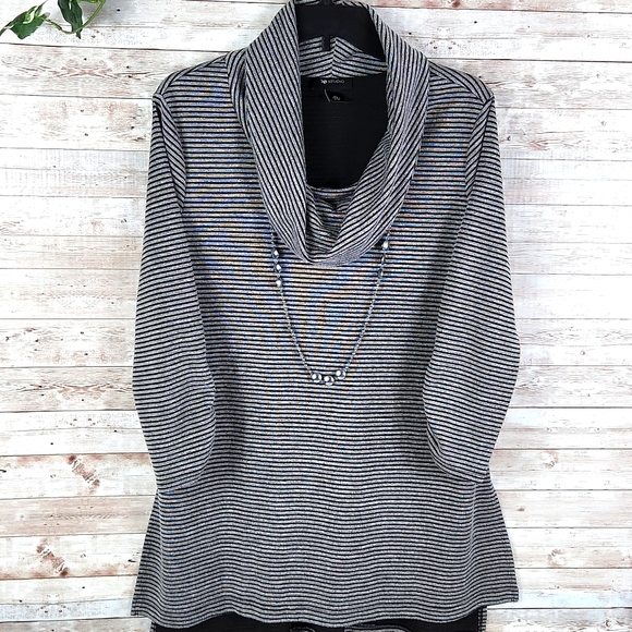 AB Studio Sweaters - AB Studio,302,women's cowlneck, pullover, rusching sleeves, hi-lo hemline Sz XL.